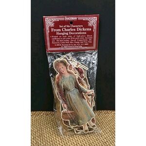 Charles DickensCharacters Hanging Decorations Set‎ of 6 1993 Christmas Shiny